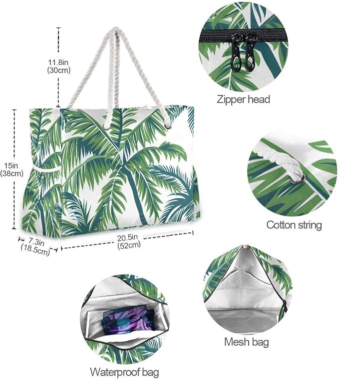 senya Large Beach Shoulder Bags Canvas Tote Water Resistant for Gym Travel Daily - Image 6