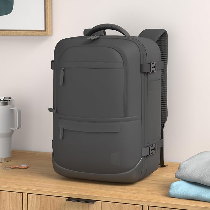 BAGSMART 40L Black Travel Laptop Backpack with Packing Cubes and Shoe Bag | Black weekender bag fits 17" laptop. Water resistant luggage with packing cubes and shoe pouch. - Image 2
