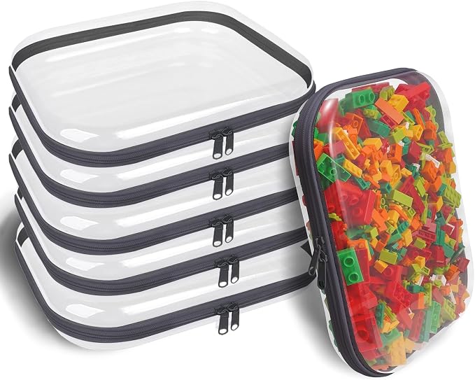 Clear Hard Shell Zipper Case,6PCS Transparent Clear Zipper Pouches,Hard Side Plastic Case Set,Portable Travel Storage Organizer Bins by honitty