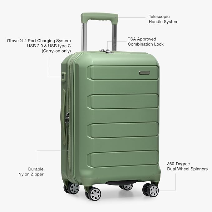 Traveler's Choice Pagosa Hardshell Expandable Luggage with Spinner Wheels, Green, 30-Inch Large - Image 5