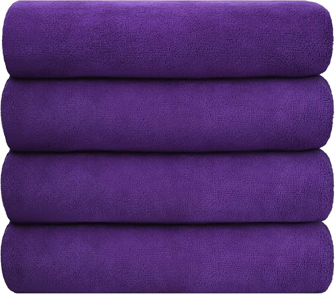 JML Bath Towel, Microfiber Bath Towels Set 4 Pack (30" x 60") - Large Size, Extra Absorbent, Quick Drying, Multipurpose as Fitness Towel, Sports Towels, Yoga Towel, Violet - Image 2