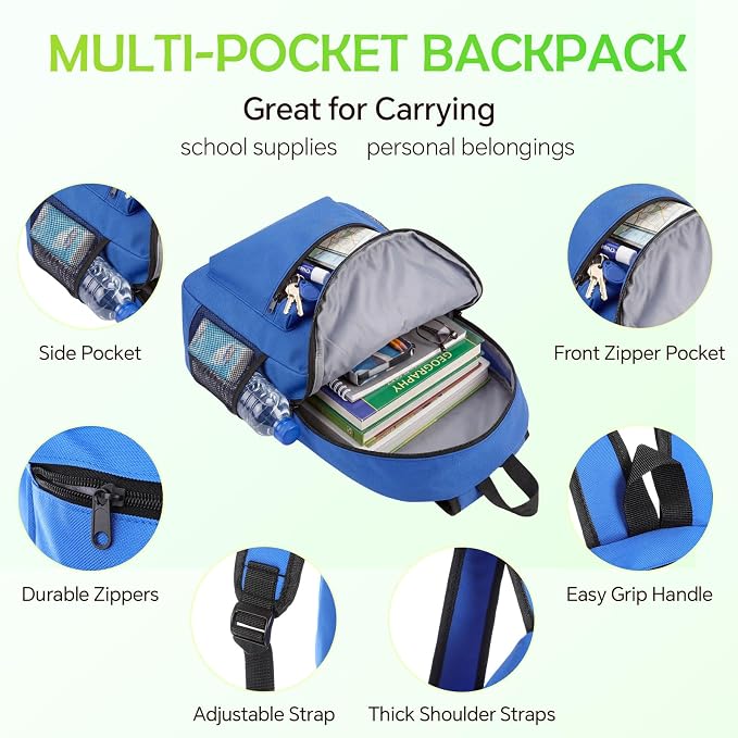 24 Pcs 17" Backpack and Lunch Bag Set, Bulk Backpacks Reusable Insulated Lunch Pouches for Office, Summer Camping, Travel, Gym, Corporate Events, Homeless Donation, 12 Assorted Colors - Image 6
