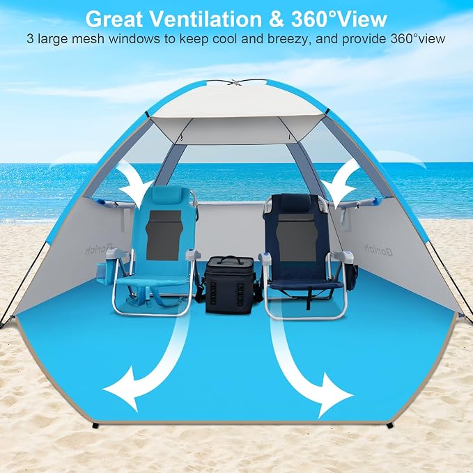 Gorich Beach Tent Sun Shelter for 3/4/6/8/10 Person with UPF 50＋ UV Protection, Lightweight & Easy Setup Beach Shade Canopy, Portable Beach Shade Tent Beach Cabana - Image 4