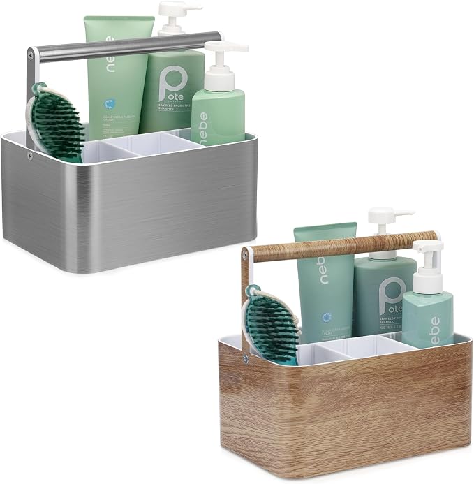BYUNER Plastic Shower Caddy Dorm: Portable Bathroom Caddy Organizer for College with Handle and Adjustable Divider, Utility Hard Shower Basket Bin Tote for Toiletry,Shampoo,Soap,Cleaning Product by MakesYourHomeMoreOrganized