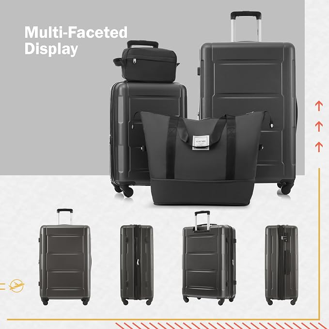 Merax Luggage Sets 2 Piece Suitcase Set, Hardshell 20 IN & 28 IN Suitcase Set with Duffel Bag, Travel Suitcases with Spinner Wheels and TSA Lock(Dark Gray) - Image 2