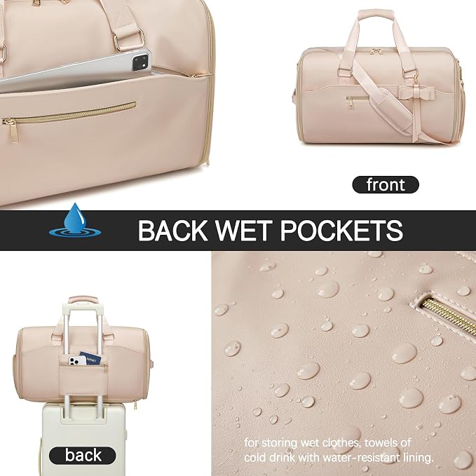 Garment Duffle Bags for Travel,Moulyan Convertible Carry on Garment Bag with Shoe Compartment,3 in 1 Waterproof Travel Suit Bag with Shoulder Strap for Men Women, Pink, Fashion,business - Image 4
