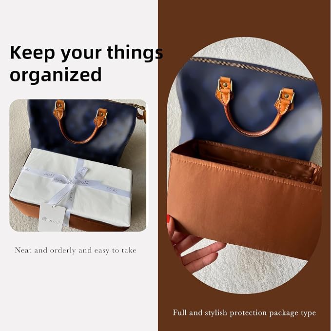 DGAZ Silk Purse Organizer Insert Fits LV Speedy 16/20/25/30/35/45 bags，Silky Smooth Bag Organizer，Luxury Handbag & Tote Shaper（Gold，SP45） - Image 8