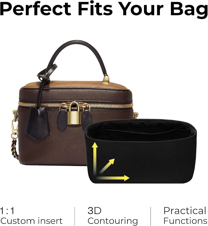 Lightweight Purse Organizer Compatible with LV Vanity PM | Handcrafted DuPont™ Tyvek®,Handbag Organizer Insert,1:1 Custom Fit,Matte Black,Perfect for Commuters and Travelers - Image 3