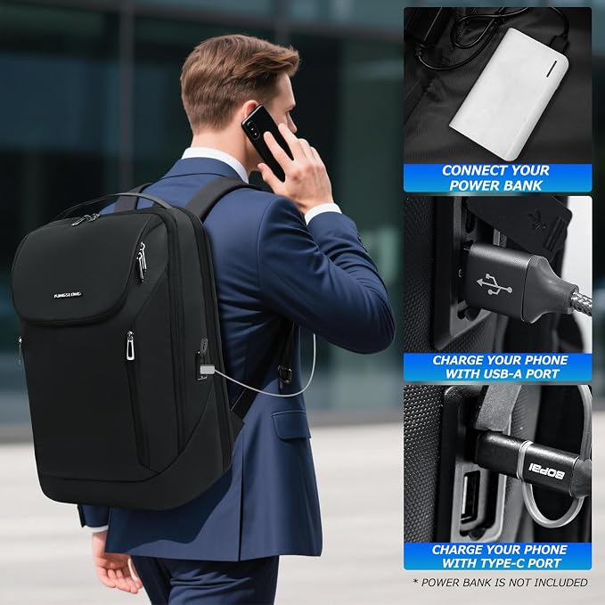 KINGSLONG Business Lntelligence Travel Backpack: Large-Sized 15.6-17 Inch Carry-On Travel Backpack, Laptop,Flight Waterproof And Anti-Theft Laptop Bag Office Commuting Weekend - Image 3