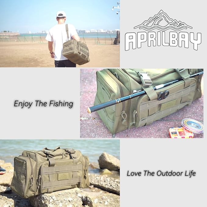 APRILBAY Duffel Bag – Heavy Duty Tactical Gym Bag for Men, Splashwater-Proof Weekender Travel Bag for Basketball, Football, Soccer, Hiking, and Hunting (Dark Green) - Image 8