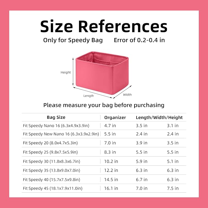 DGAZ Silk Purse Organizer Insert Fits LV Speedy 16/20/25/30/35/40/45 bags，Silky Smooth Bag Organizer，Luxury Handbag & Tote Shaper(Rose lipstick,SP20) - Image 7