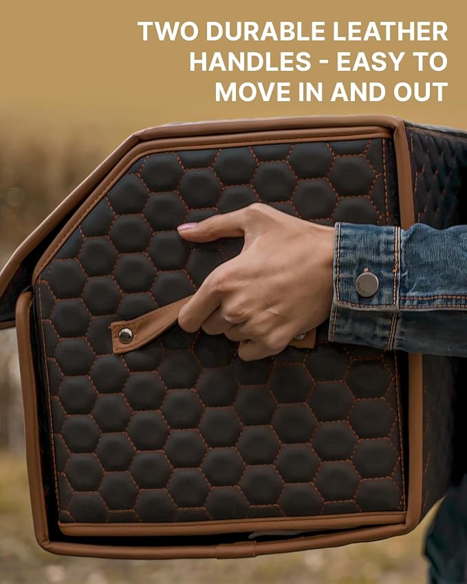 Owleys Foldable Trunk Organizer for Car Storage - Collapsible Auto Trunk Organizer With Lid - Trunk Organization (21.6 inch, Hexy) - Image 4
