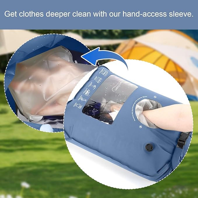 Portable Washing Bag Hand Wash Bag Travel Manual Washer RV Laundry Solution | Camping Washing Machine, Hand Washing Bag, Clothes Washer for Backpacking, Cruise and Vacation Essentials, Travel Washer Bag - Image 2