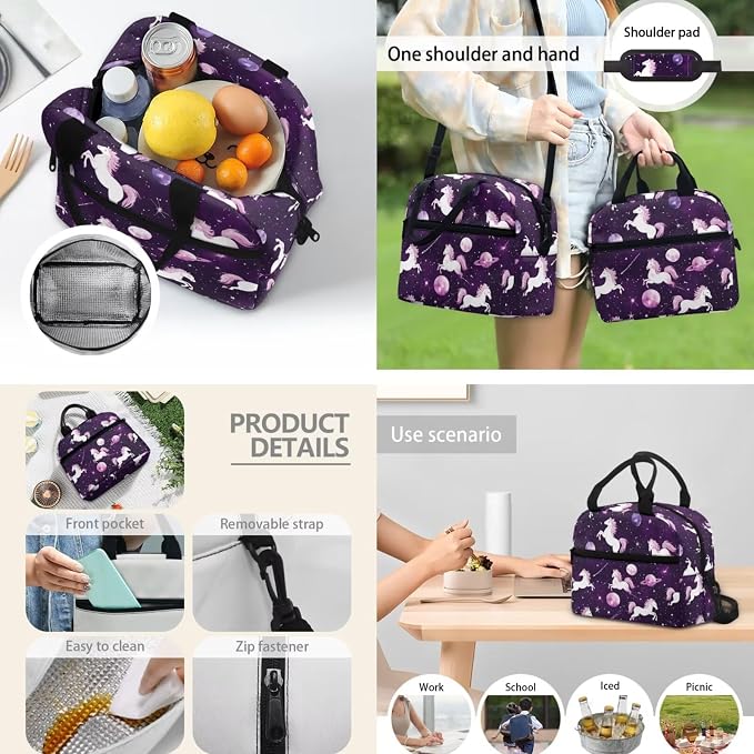 Cute Horse School Backpack for Girls, 3Pcs Students Backpack, Elementary Bookbag Sets with Lunch Box Pencil Case for School - Image 3
