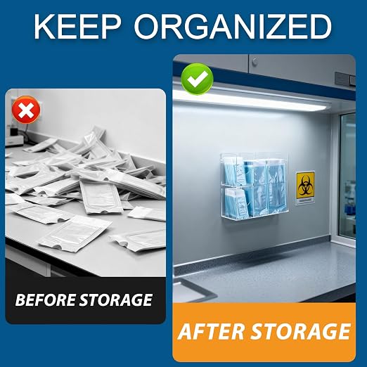SEANADO Sterilization Pouch Organizer – 4-Compartment Acrylic Dispenser Holder, Wall Mount or Desktop Rack for All Size Sterilization Pouches - Image 2