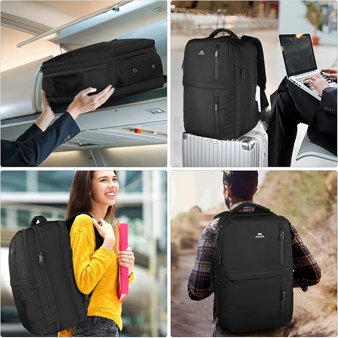 MATEIN Extra Large 45L Travel Backpack, Airline Approved 18 Inch Backpack | Shoe Compartment, Water Resistant, College Luggage Backpack, Casual Daypack, Overnight Weekender Travel Bag, Black - Image 9