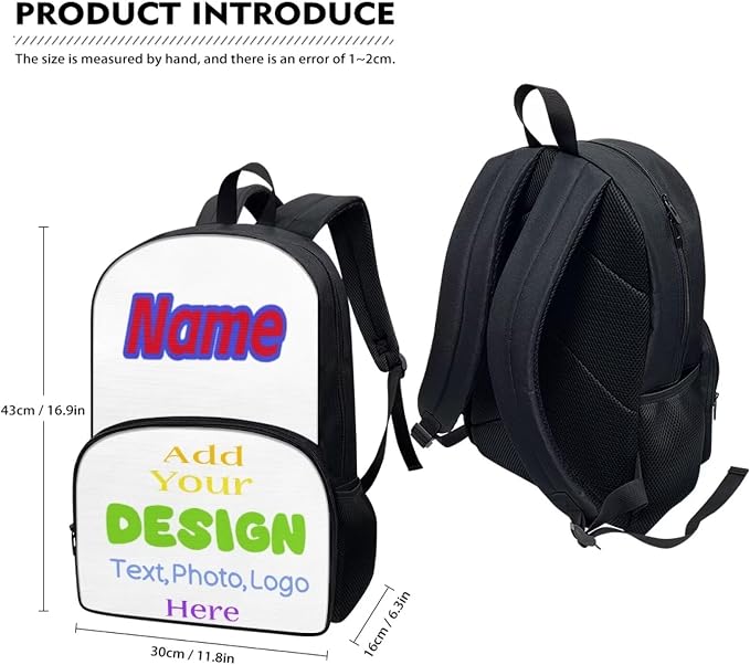Personalize School Backpack Set 4 Pcs Custom Design Schoolbag SetsAdd Name,Photo,Text,Logo Bookbag for Primary,Secondary School,Back to School Gift - Image 3