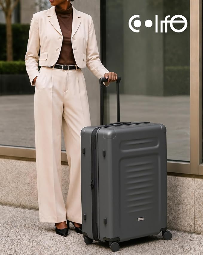 Coolife Checked Suitcases Luggage: Large Travel Luggage with Spinner Wheels Expandable Hardside Suitcases with TSA Lock,29 Inch Grey - Image 9