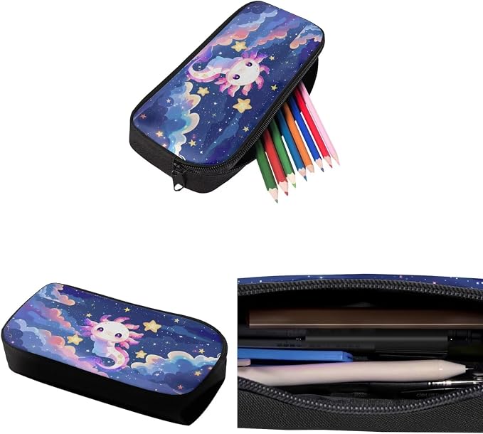 4 Pack Backpack for Boys Girls with Reusable Lunch Bag Pencil Bag Water Bottle Sling for School, Galaxy Axolotl School Bag Bookbag Rucksack Primary Middle Knapsack Set - Image 6