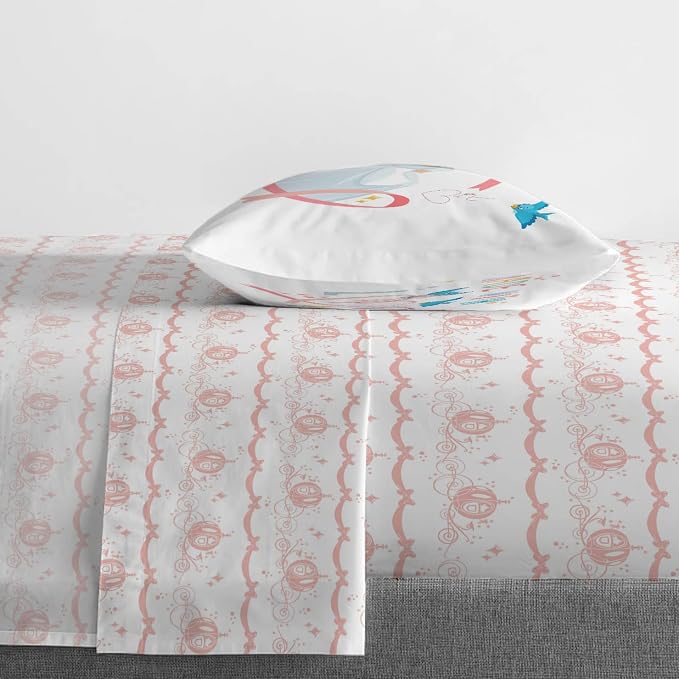 Jay Franco Kids Sheet Set with Fitted, Flat Sheets & Pillow Cover - Ultra-Soft Bedding with Pillowcase for Room Decor, White - Princess Cinderella, 3 Piece Twin - Image 6