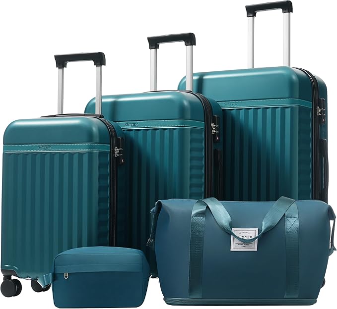 Merax 3 Piece Luggage Sets, Hardside Lightweight Carry on Suitcase | Durable Expandable Luggage with Travel Bags Spinner Wheels and TSA Lock,Dark Green by Merax