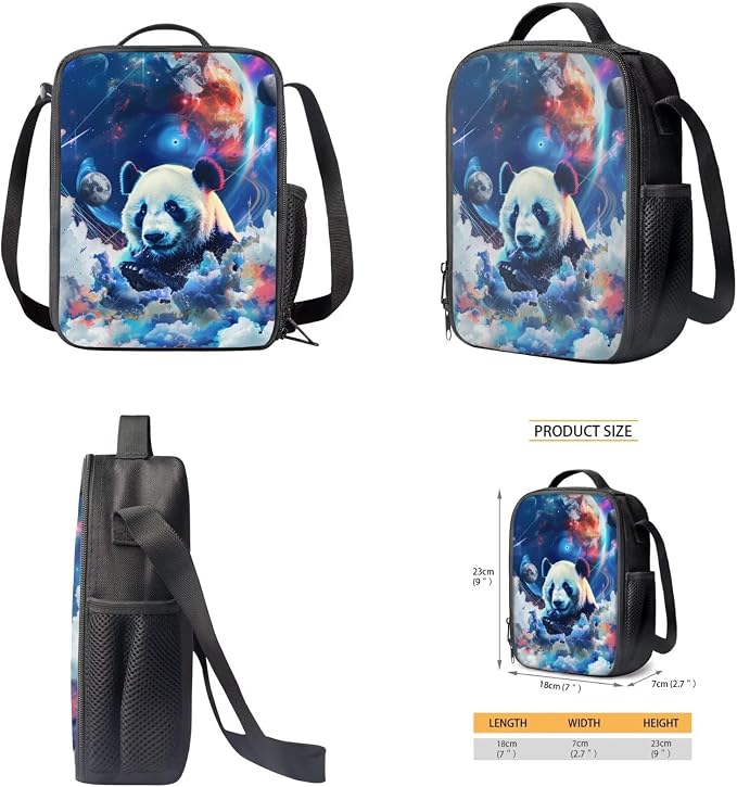 17 Inch Animal Print School Backpack And Lunch Box Set for Kids Lightweight Cool Planet Panda Backpack for Boys Girls Sturdy School Bag with Insulated Lunchbox Pencil Case Student Bookbag - Image 5