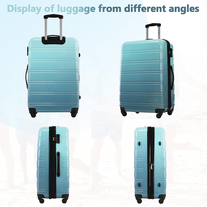 Merax Luggage Sets 3 Piece, Hardside Suitcase with Spinner Wheels,20+24+28 | Lightweight Gradient Color Suitcase with Carry on Luggage, Expandable Convenient Travel,Gradient Blue - Image 7