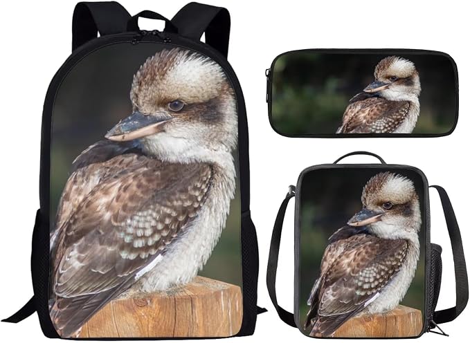 Girls Boys School Backpack with Lunch Box Pencil Case Comfy Padded Lightweight Kookaburra Backpack Set Kids Cute Bookbag Insulated Lunch Bag Student Large Capacity Daypack 17 Inch - Image 2