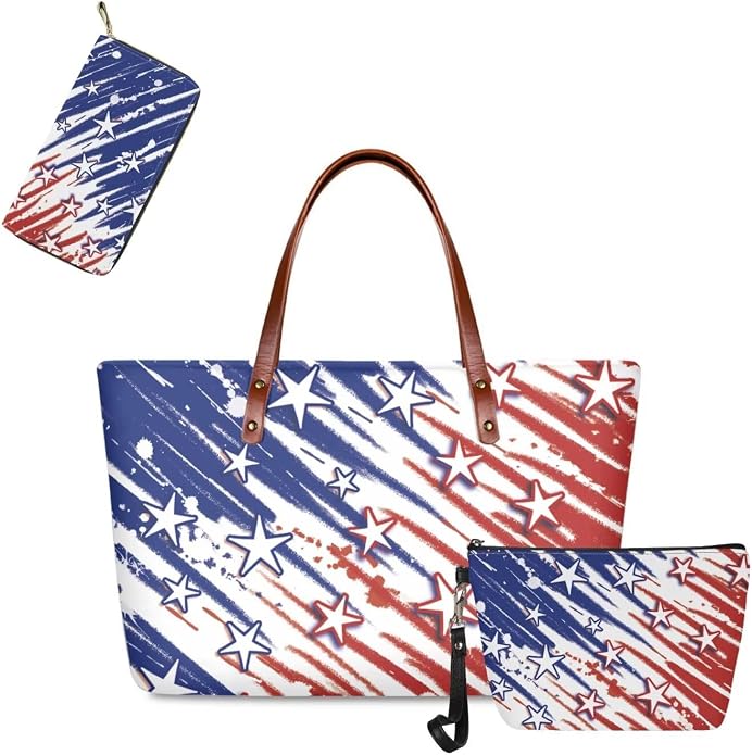 GIFTPUZZ Women Tote Bag Women Wallet Portable Cosmetic Bag for Women Bag Set 3 Pack PU Leather Bags with Zipper - Image 4