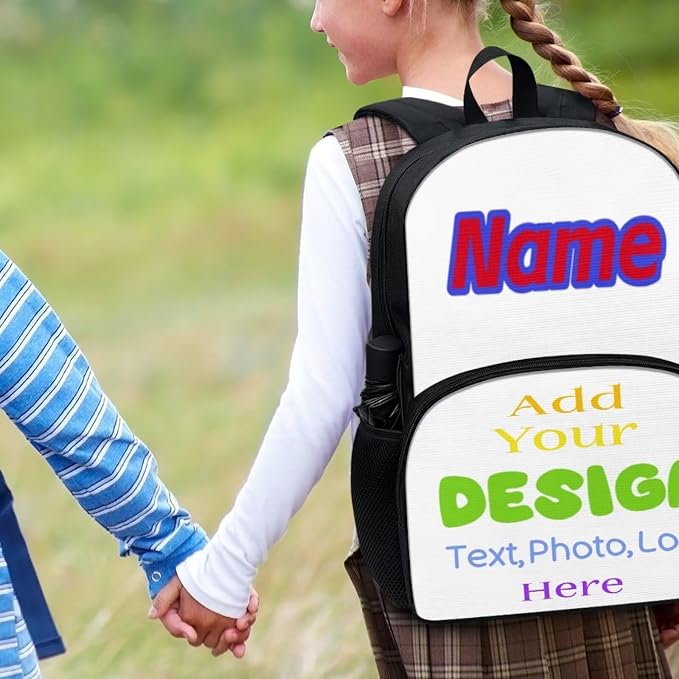 Personalize School Backpack Set 4 Pcs Custom Design Schoolbag SetsAdd Name,Photo,Text,Logo Bookbag for Primary,Secondary School,Back to School Gift - Image 2