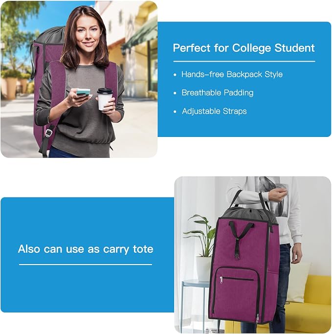 Bukere Laundry Tote Basket, Laundry Backpack Bag for Guys Girls Boys, Collapsible Laundry Hamper for College Dorm Essentials, Portable Laundry Bag for Nursery, Bathroom, Bedroom, Swimming Pool - Image 3