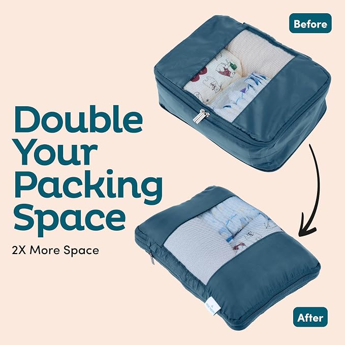 10-Pack Large Compression Packing Cubes for Travel - Lightweight Compression Packing Cube Set, Water-Resistant Luggage Organizer Bags & Suitcase Organizers, Travel Cubes for Carry-On, Checked Luggage - Image 10