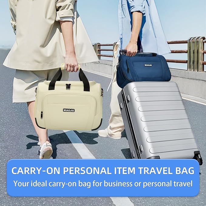 Underseat Carry On Luggage Lightweight Travel Tote Weekender Bag Overnight Duffle Bag for Travel, Travel Essentials Personal Item Travel Bag for Women and Men, Beige-16Inch - Image 6