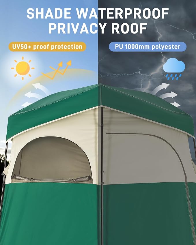 KingCamp Shower Tent, Portable Privacy Tent Outdoor Camping 1/2 Room Toilet Tents with Shower Bag & Dressing Room for Beach, Camping & Hiking - Image 5