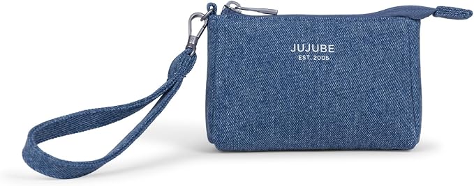 JuJuBe 3-Piece Pouch Set Diaper Bag Organizing Pouches, Perfect for Travel, On The Go, Zipper Cosmetic Makeup Bag or Diaper and Wipes Storage Pouch, Large, Medium, & Small, Denim & Daisies (Blue) - Image 5