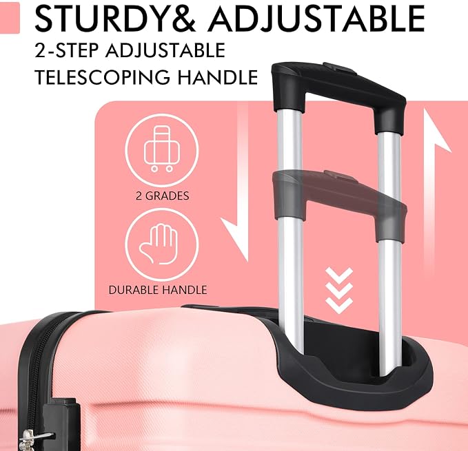 AnyZip Luggage PC ABS Hardside Lightweight Suitcase with 4 Universal Wheels TSA Lock Checked-Large 28 Inch Pink - Image 7