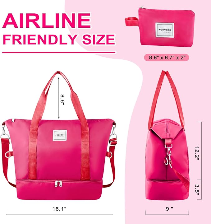 WOOMADA Weekender Bag for Women, Travel Duffel Bags with Shoe Compartment & Wet Pocket, Personal Item Bag for Airlines - Image 2