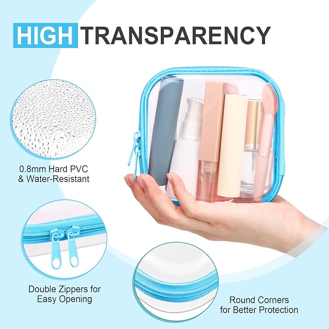 Hoolerry 4 Pcs Hard Clear Zipper Case Makeup Bags Plastic Zipper Pouch Transparent Storage Box Containers for Cosmetics, Snacks, Building Blocks, Puzzles(Clear,5 x 5 x 2 in,Multicolor) - Image 3