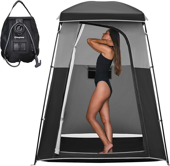 KingCamp Shower Tent, Portable Privacy Tent Outdoor Camping 1/2 Room Toilet Tents with Shower Bag & Dressing Room for Beach, Camping & Hiking by KingCamp