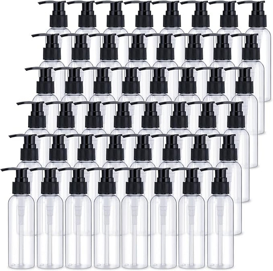 Nuenen 48 Pcs Refillable Empty Lotion Bottles 4oz/120ml Plastic Pump Bottles Conditioner Shampoo Dispenser Leak Proof Pump Container for Body Wash, Creams, Liquid Soap (Black) by Nuenen