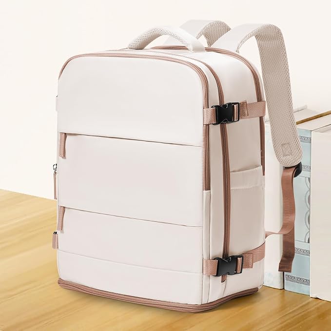 coowoz Travel Backpack Carry On for Women Man Gym Backpacks with Laptop Compartment Mochila de Viaje Teacher Personal Item Backpack Airplane Accessories Must Haves Beige Brown 20L - Image 2