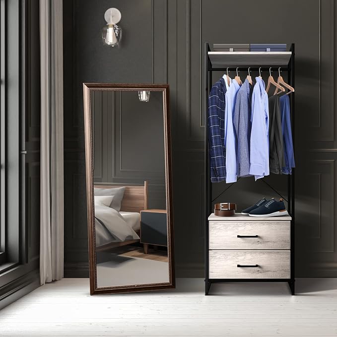 Sorbus Clothing Rack with Drawers - Clothes Stand Dresser - Wood Top, Steel Frame, & Fabric Drawers - Tall Closet Storage Organizer - Garment Rack for Hanging Shirts, Dresses, & Jackets - Image 5