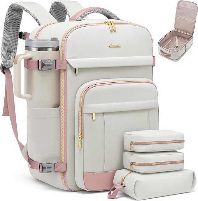 LOVEVOOK Travel Backpack for Women & Men - 17.3 Inch Carry On Backpack & Personal Item Backpack for Airlines, Spacious and Durable Design, with 3 Packing Cubes by LOVEVOOK
