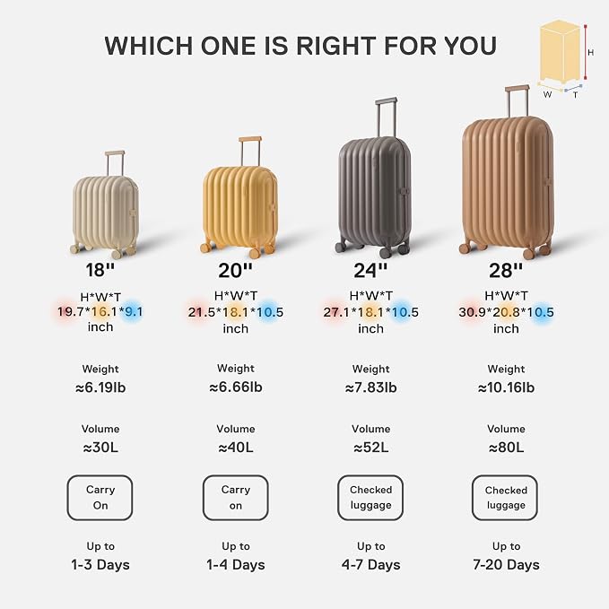 artrips Checked Luggage 24 Inch, Lightweight Hard Shell Suitcase with Spinner Wheels, Medium Travel Suitcase for 4–7 Day Trips, Grey - Image 2