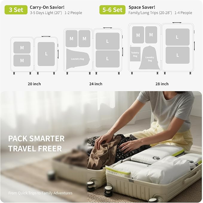 Cipway Compression Packing Cubes Set, Ultralight Expandable Travel Packing Organizers for Carry on Luggage (White 3pcs) - Image 4