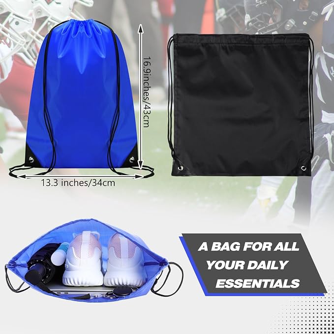 Shappy Drawstring Backpack Bulk Sports Gym Cinch Bag Polyester String Bag for Men Women(Black, Blue,120 Pcs) - Image 2