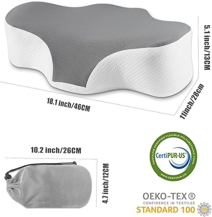 Bespilow Camping Travel Pillow for Sleeping - Memory Foam Cervical Neck Support Pillow for Neck Pain Relief, Inflatable Alternative, Compressible Cooling Orthopedic Pillow for Backpacking, Airplane - Image 7