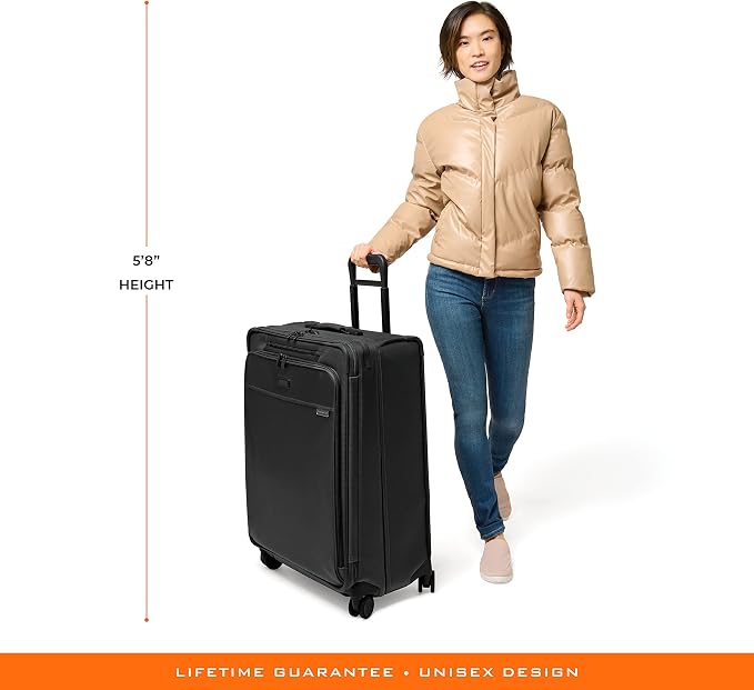 Briggs & Riley 29" Large Expandable Spinner - Checked Luggage for Travel, Suitcases with Wheels, Softside Rolling Bag for Men & Women, Self-Repairing Zipper - Baseline Collection, Black - Image 20