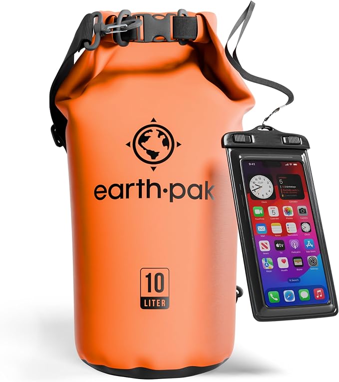 Earth Pak Waterproof Dry Bag - Roll Top Waterproof Backpack Sack Keeps Gear Dry for Kayak with Waterproof Phone Case by earthpak