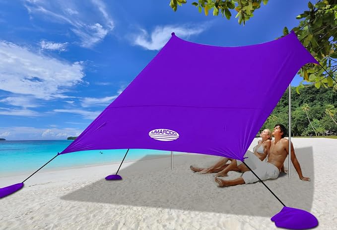 UMARDOO Family Beach Tent Canopy Sun Shade Portable 10×10FT, Large Wind Resistance Beach Sun Shelter Easy Setup with Packable Carry Bag for Outdoor Travel UPF 50+(Purple) - Image 9